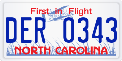 NC license plate DER0343