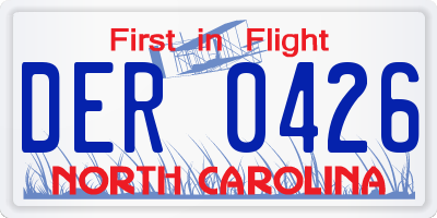 NC license plate DER0426