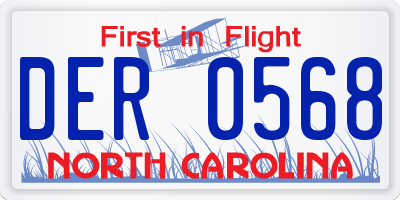 NC license plate DER0568