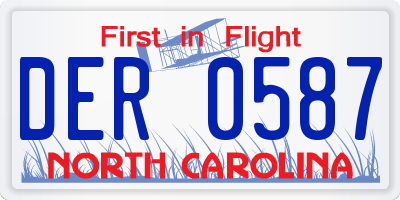 NC license plate DER0587