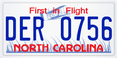 NC license plate DER0756