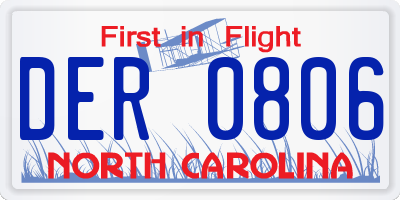 NC license plate DER0806