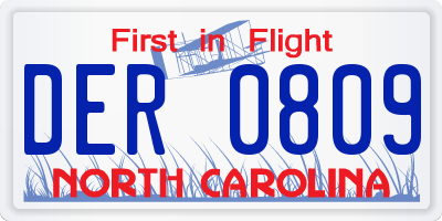 NC license plate DER0809
