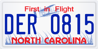 NC license plate DER0815