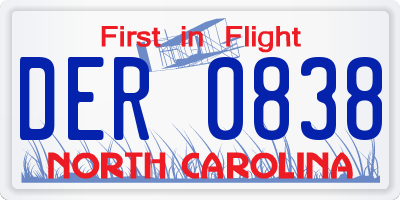NC license plate DER0838