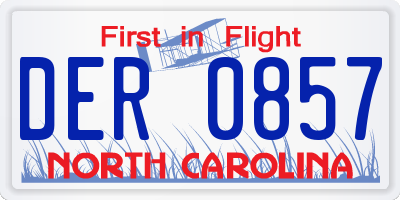 NC license plate DER0857