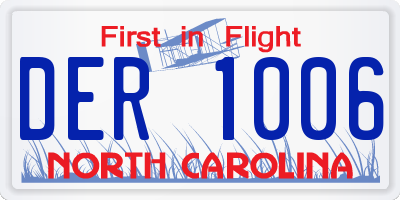 NC license plate DER1006