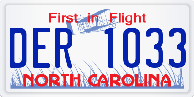 NC license plate DER1033
