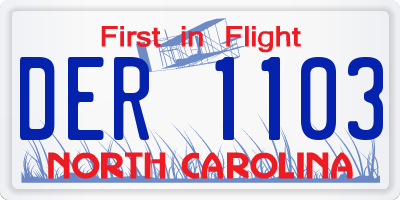 NC license plate DER1103