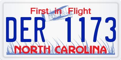 NC license plate DER1173