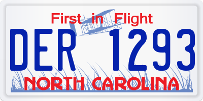 NC license plate DER1293