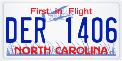NC license plate DER1406