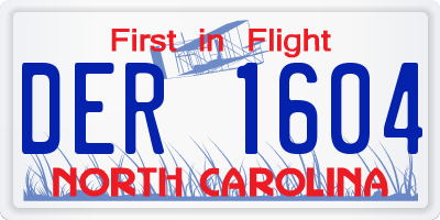 NC license plate DER1604