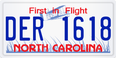 NC license plate DER1618