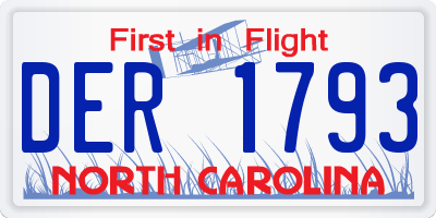 NC license plate DER1793