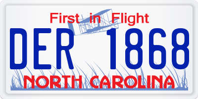 NC license plate DER1868