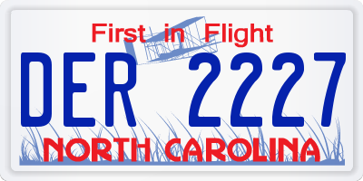 NC license plate DER2227
