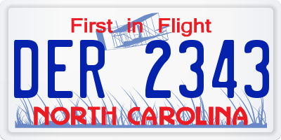 NC license plate DER2343