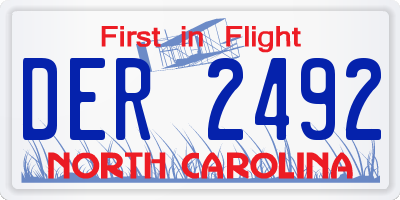 NC license plate DER2492