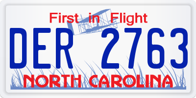 NC license plate DER2763