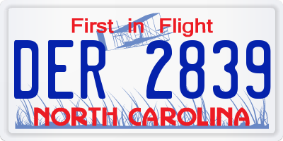 NC license plate DER2839