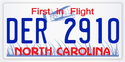 NC license plate DER2910