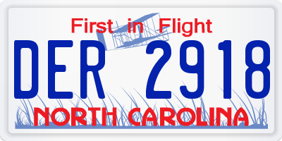 NC license plate DER2918
