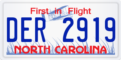 NC license plate DER2919