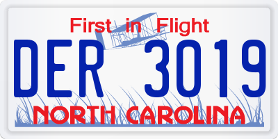 NC license plate DER3019