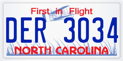 NC license plate DER3034