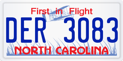 NC license plate DER3083