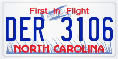 NC license plate DER3106