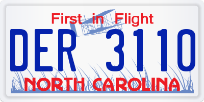 NC license plate DER3110