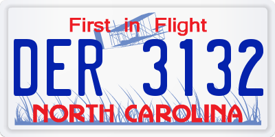 NC license plate DER3132