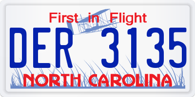 NC license plate DER3135