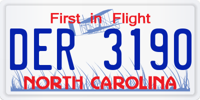 NC license plate DER3190