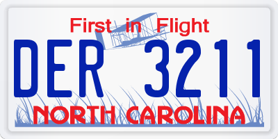 NC license plate DER3211