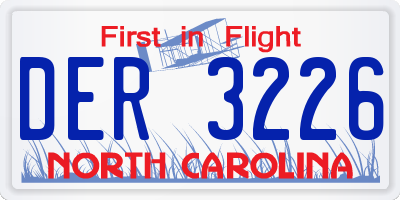 NC license plate DER3226