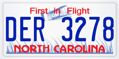 NC license plate DER3278