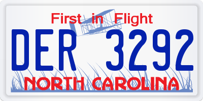 NC license plate DER3292