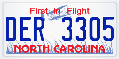 NC license plate DER3305