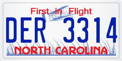 NC license plate DER3314