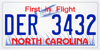 NC license plate DER3432