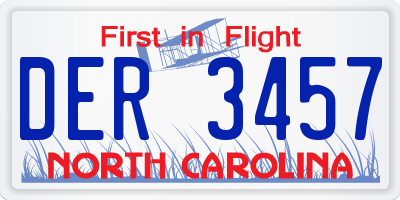NC license plate DER3457