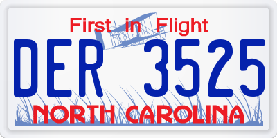 NC license plate DER3525