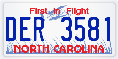 NC license plate DER3581