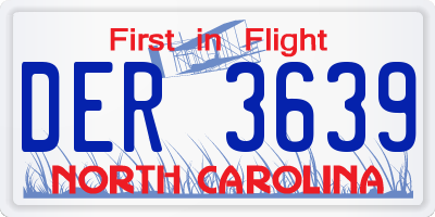 NC license plate DER3639