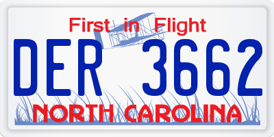 NC license plate DER3662