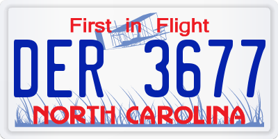 NC license plate DER3677