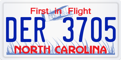 NC license plate DER3705